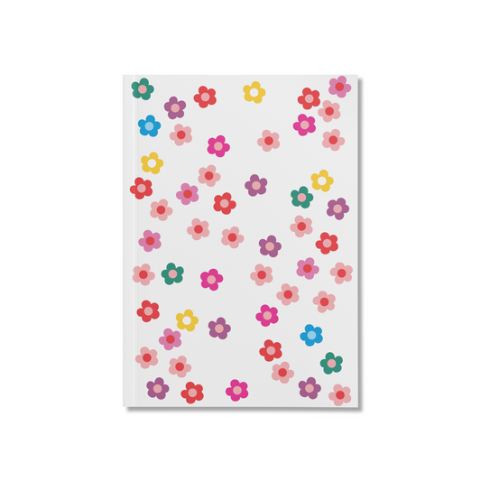 Groovy Florals White- Retro- Soft Cover Notebooks - dinkywhee