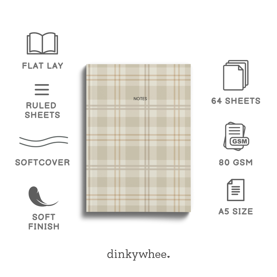 Coffee Tartan Checks - Soft Cover Notebooks