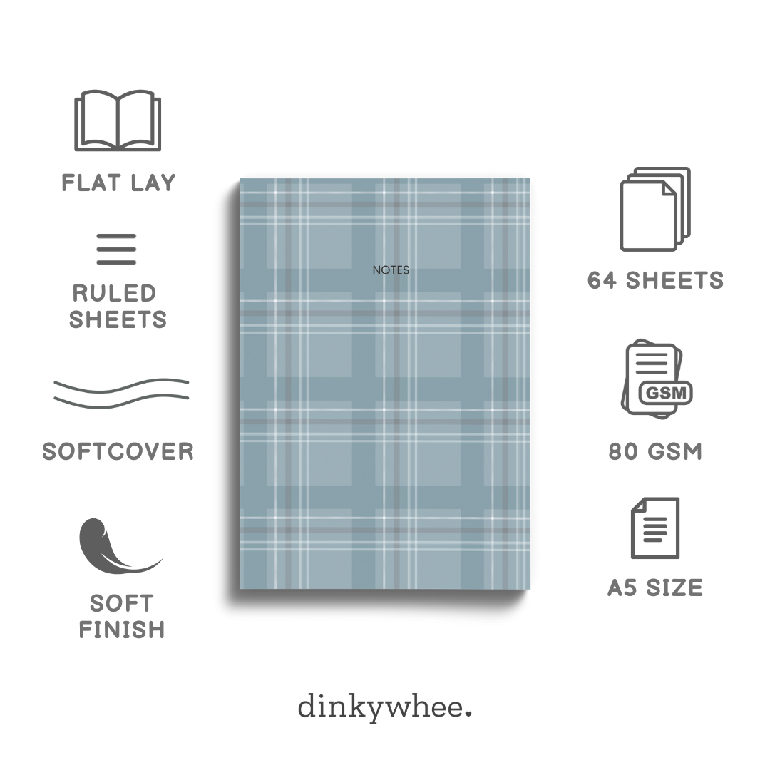 Blue Plaid Checks - Soft Cover Notebooks