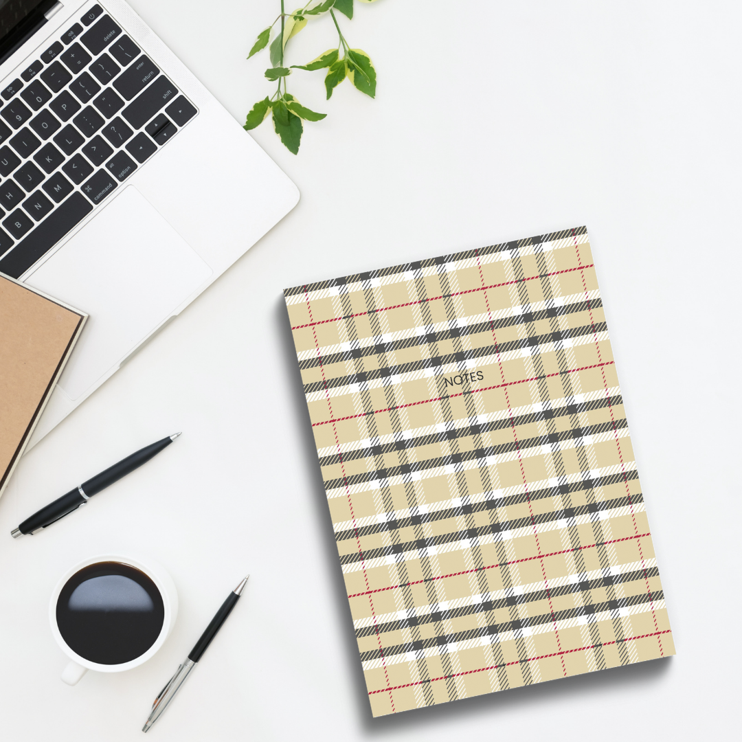 Beige Tartan Checks - Soft Cover Notebooks