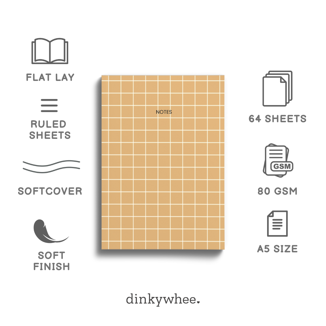 Beige Pin Checks - Soft Cover Notebooks