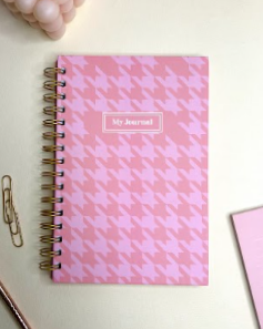 Pink houndstooth - A5 Wiro Hardcover