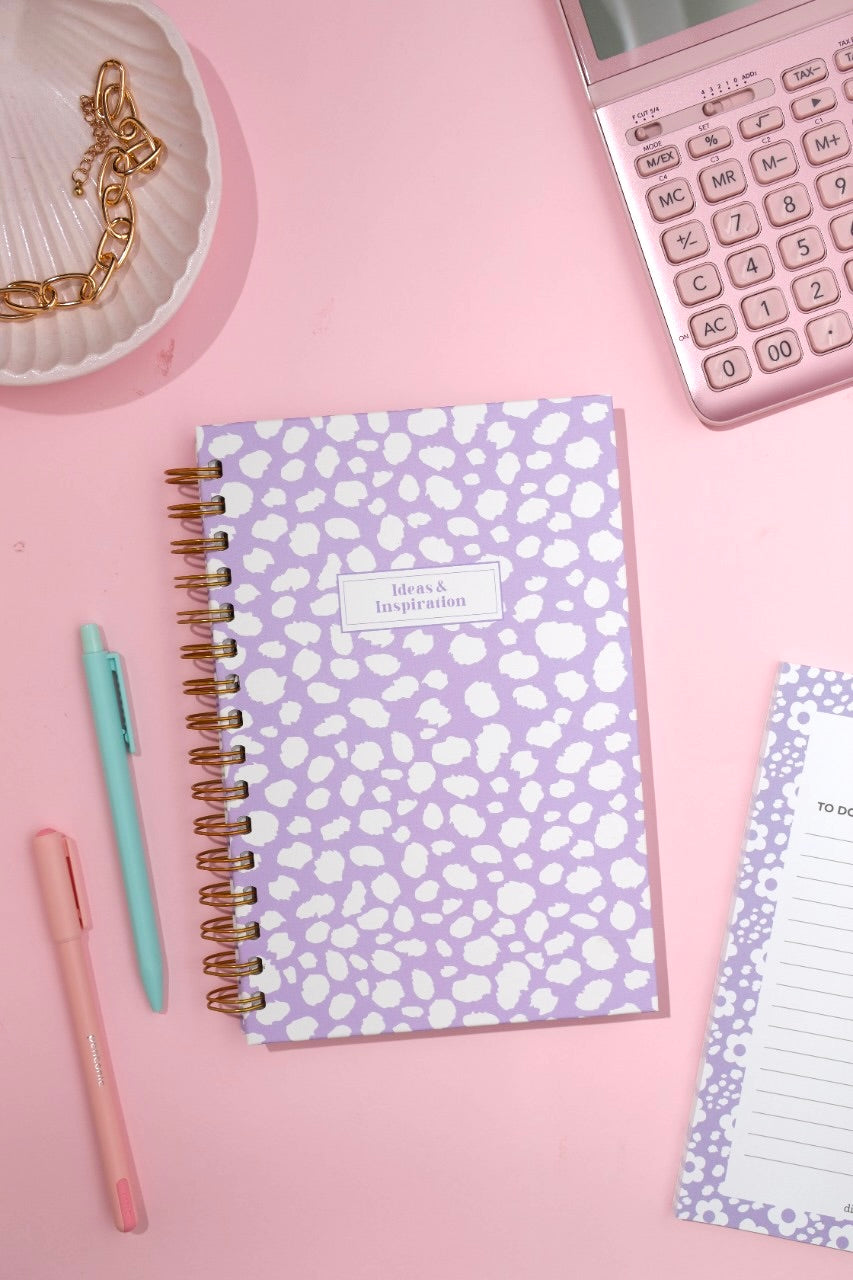 dinkywhee Lavender Dalmatian - A5 Hardcover Wiro Notebook