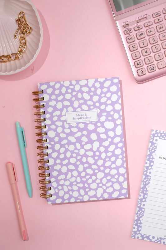 dinkywhee Lavender Dalmatian - A5 Hardcover Wiro Notebook