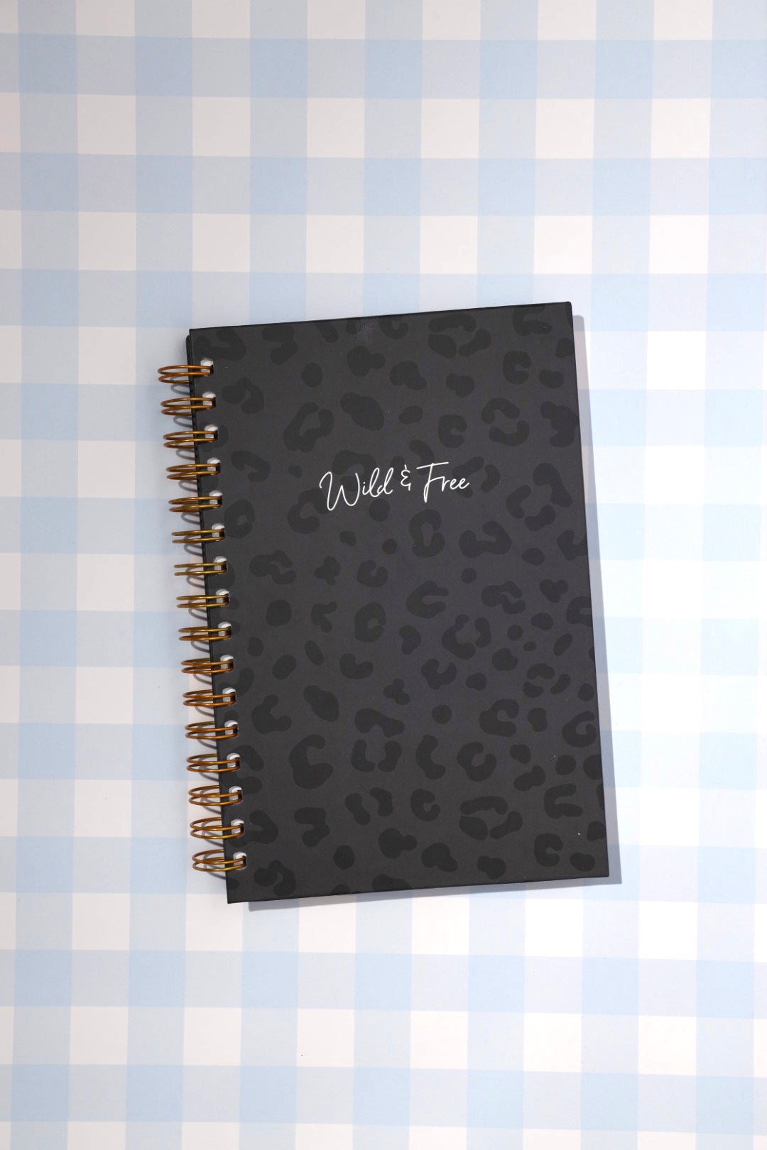Wild & Free | Black Leopard print - A5 Hardcover Wiro Notebook by Dinkywhee