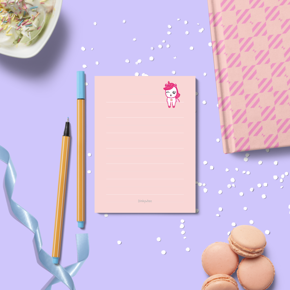 dinkywhee Unicorn Pink Little Buddy - A6 Notepads