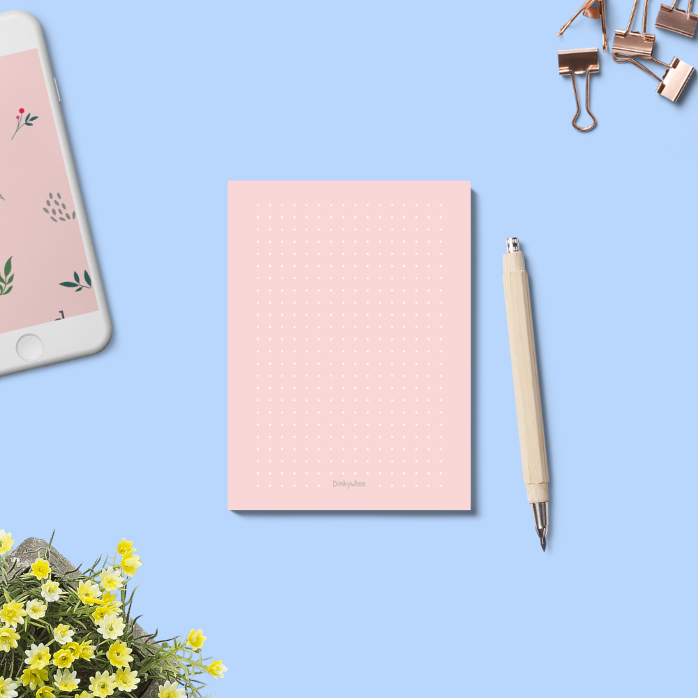 dinkywhee Little Buddy - Dot grid pink - A6 Notepads | Tear-off notepads