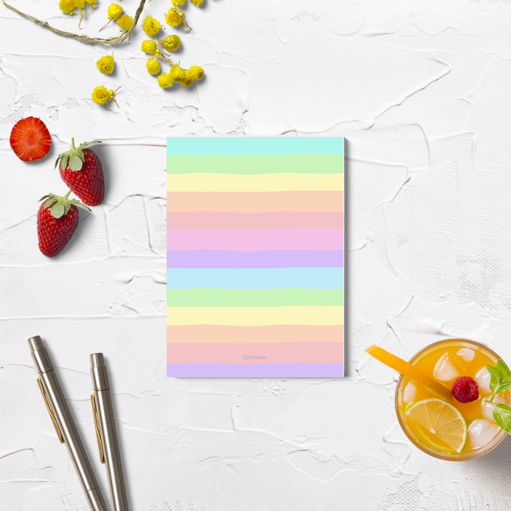 dinkywhee Little Buddy - Rainbow Stripes - A6 Notepads | Tear-off notepads