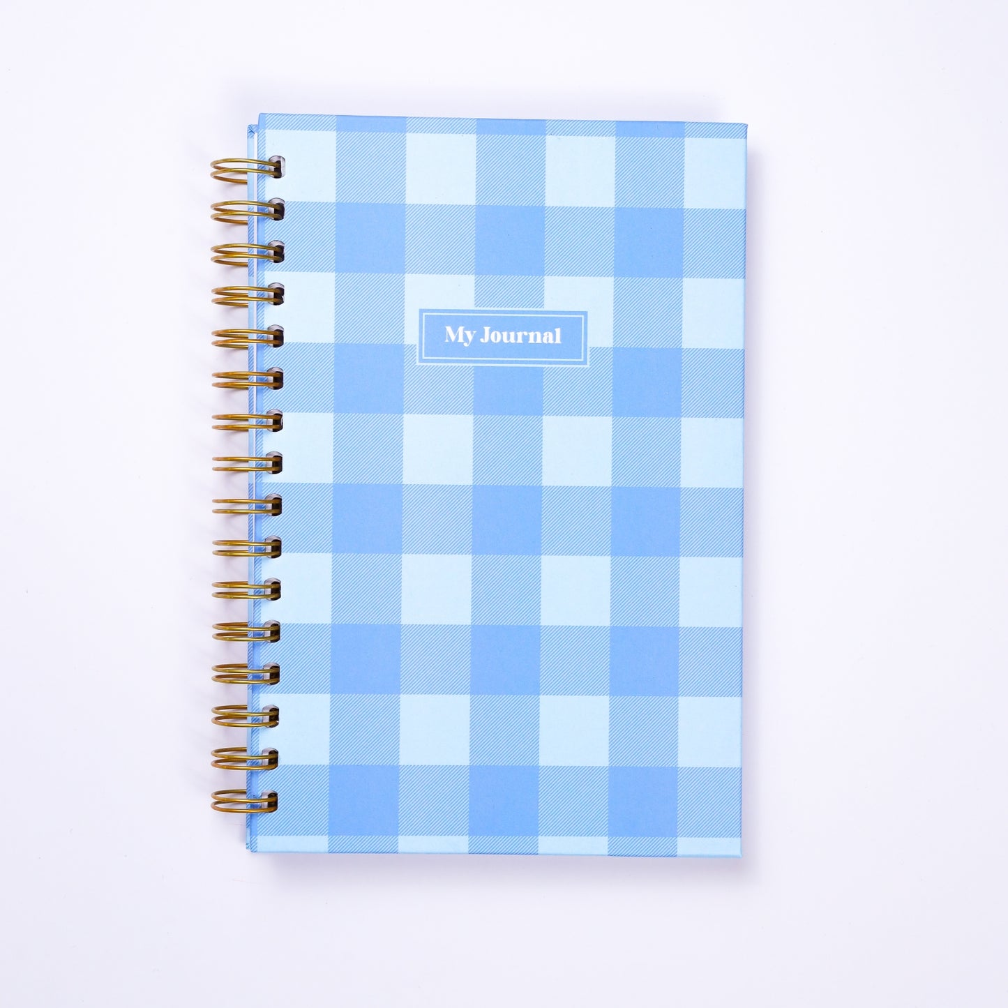 dinkywhee Blue Ghingam checks - A5 Hardcover Wiro Notebook