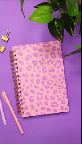dinkywhee Be You | Pink Leopard print - A5 Hardcover Wiro Notebook